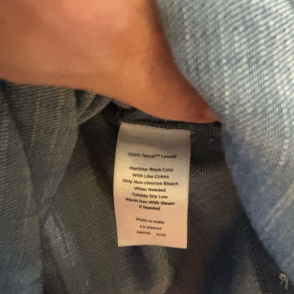 Talbots Button Detail Tencel Chambray Popover Tunic Top - Picture 6 of 13